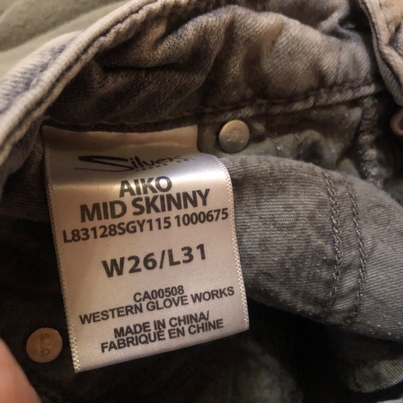 2 for 25$ AIKO SKINNY SILVER JEANS grey stone wash stretchy W 26 L 31 - Picture 5 of 5
